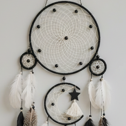 Nocturne Black Moon Dreamcatcher - Talisman for Protection & Mystery, ~70 cm