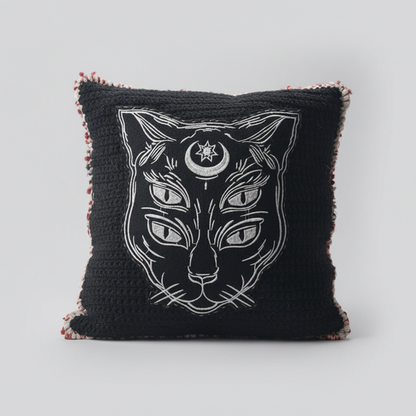 Nocturne Familiar Crochet Cushion – Mysticism for Dark Interiors, 34 × 34 cm by Hook & Hex