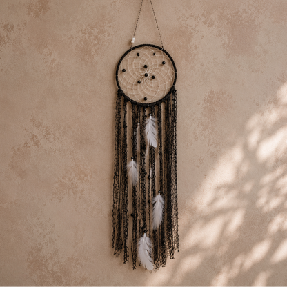 Nocturne Obsidian Threat Dreamcatcher - Talisman for Strength & Clarity, ~50 cm