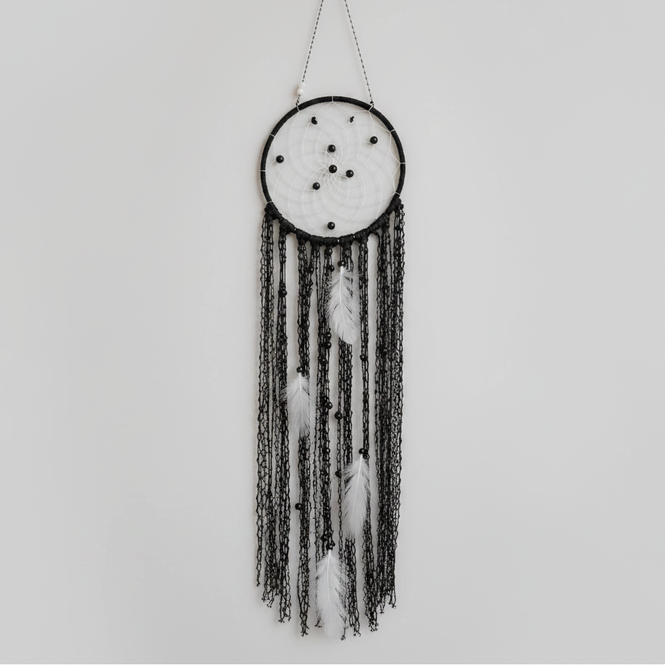 Nocturne Obsidian Threat Dreamcatcher - Talisman for Strength & Clarity, ~50 cm