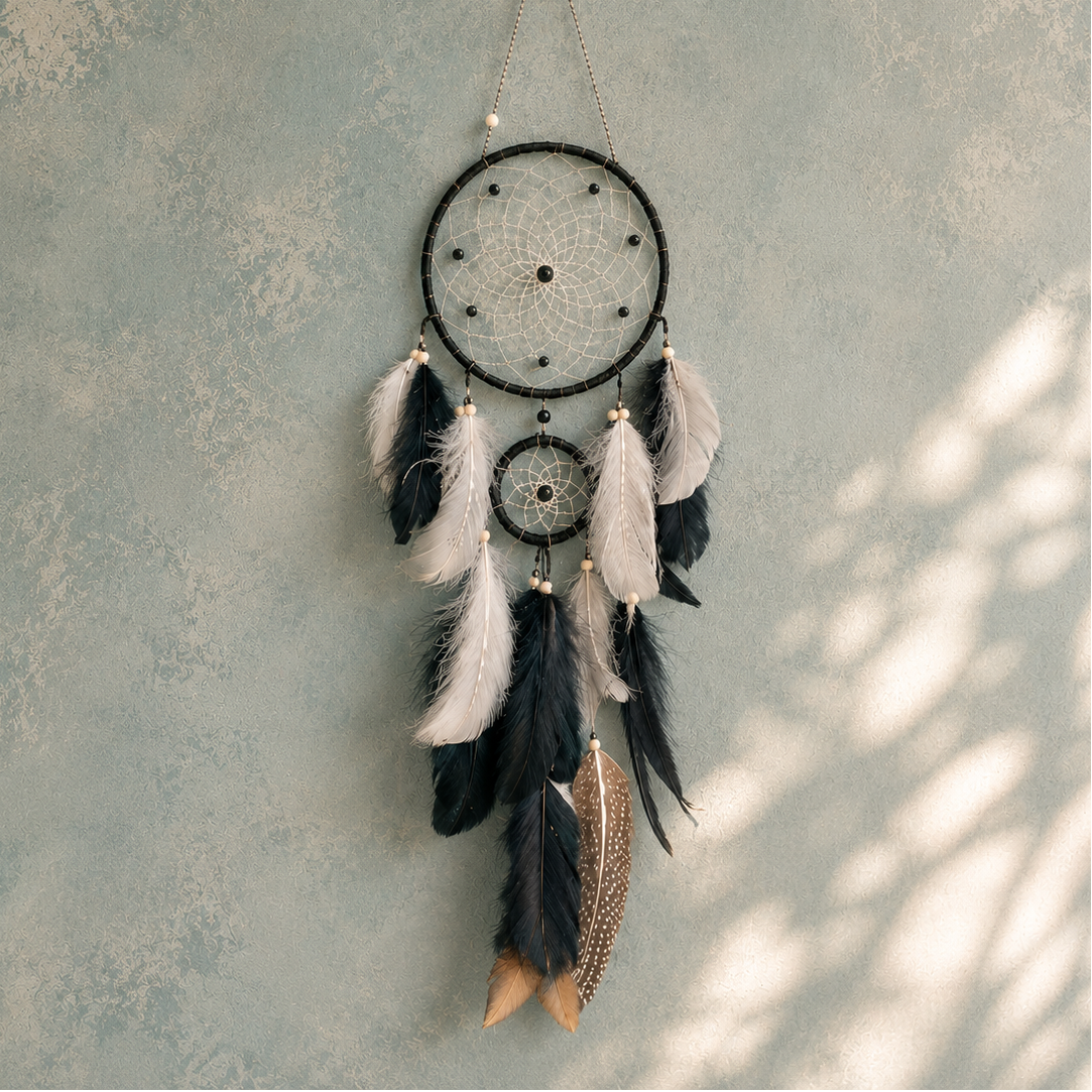 Nocturne Shadow Web Dreamcatcher - Talisman for Intuition & Depth, ~50 cm