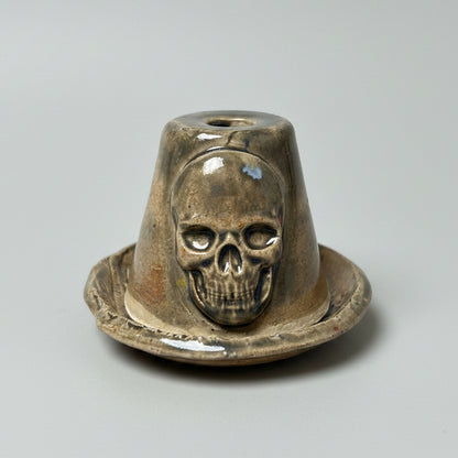 Nocturne Sightings Ceramic Incense Holder – Cone Ritual Vessel, Ø8×5.5 cm by Red Raven Pottery