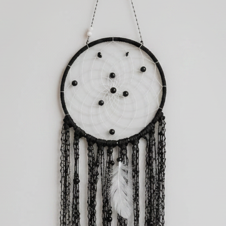 Nocturne Obsidian Threat Dreamcatcher - Talisman for Strength & Clarity, ~50 cm
