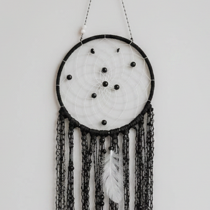 Nocturne Obsidian Threat Dreamcatcher - Talisman for Strength & Clarity, ~50 cm