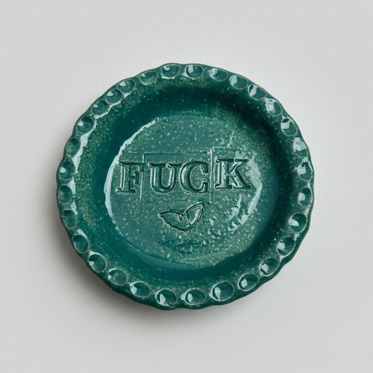 Not-So-Kind Handmade Ceramic Trinket Dish – Profane Little Catch-All, Ø9.5 × 1.5 cm by Red Raven Pottery
