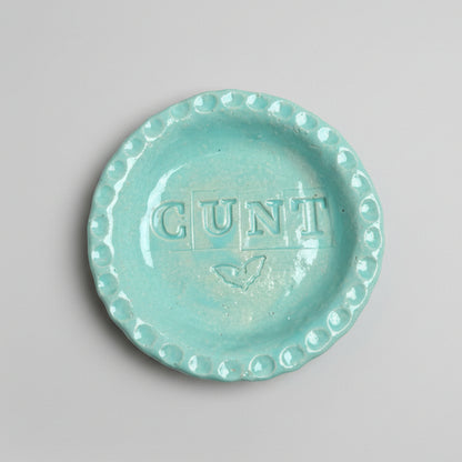 Not-So-Kind Handmade Ceramic Trinket Dish – Profane Little Catch-All, Ø9.5 × 1.5 cm by Red Raven Pottery