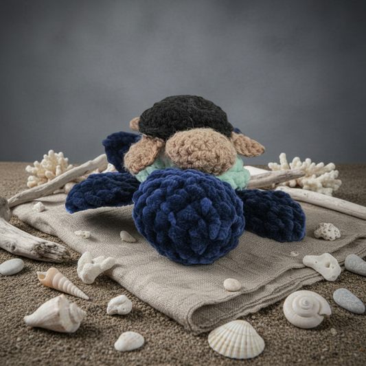Ocean Turtle Plush Duo – Hand-Crocheted Amigurumi Bond, 18 cm by Hook & Hex