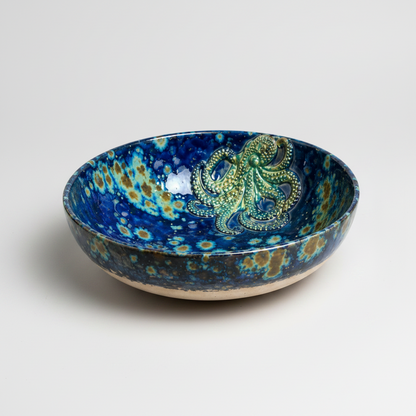 Octopus Drift Ceramic Bowl – Deep Sea Ritual Vessel, Ø11/ Ø13 / Ø22 x 5.7 cm by Red Raven Pottery