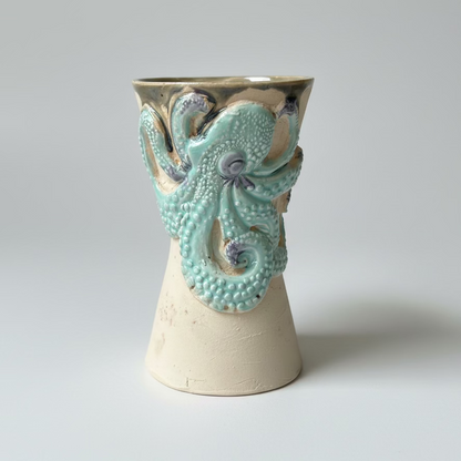 Octopus Drift Ceramic Planter – Creations From The Deep, Ø7×12cm by Red Raven Pottery