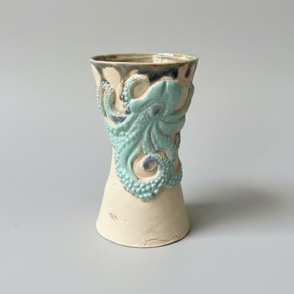 Octopus Drift Ceramic Planter – Creations From The Deep, Ø7×12cm by Red Raven Pottery