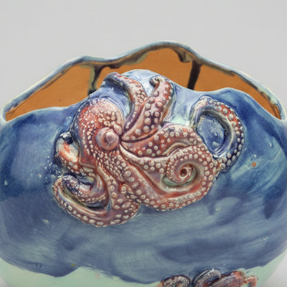 Octopus Drift Ceramic Vase – Tidal Spirit Vessel, 21×21×12 cm by Red Raven Pottery