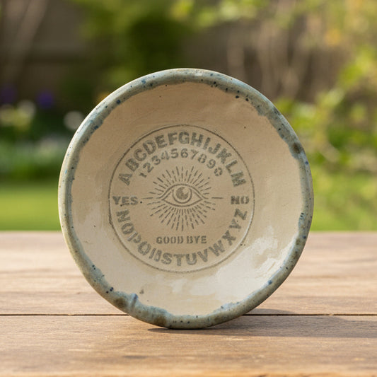 Ouija Whisper Ceramic Plate – Symbolic Divination Dish, Ø19×2 cm by Red Raven Pottery