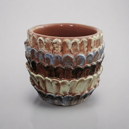 Pangolin Scales Ceramic Mug & Pitcher Set – Armor in Red Clay, Ø8×8 cm / Ø10×10 cm by Red Raven Pottery