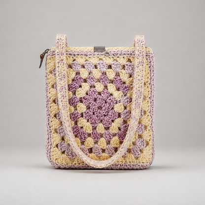 Pastel Bloom Crochet Bag – Floral Threaded Tote, 18 × 20 cm by Hook & Hex