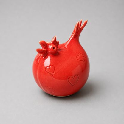 Perched Chicken Ceramic Figurine – Curious Farmyard Spirit, Ø7×10 cm by Red Raven Pottery
