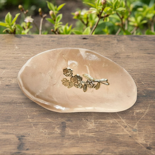 Petal Whisper Ceramic Trinket Dish – Soft Stillness for Small Treasures, Ø9×1.5 cm by Red Raven Pottery