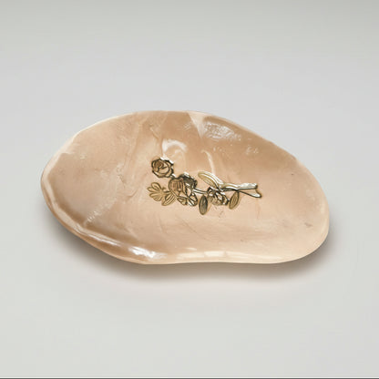 Petal Whisper Ceramic Trinket Dish – Soft Stillness for Small Treasures, Ø9×1.5 cm by Red Raven Pottery
