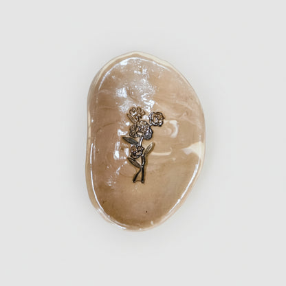 Petal Whisper Ceramic Trinket Dish – Soft Stillness for Small Treasures, Ø9×1.5 cm by Red Raven Pottery