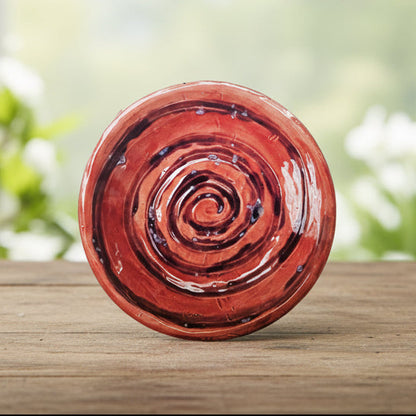 Pink Vortex Ceramic Dinner Plate – Gentle Motion On The Table, Ø19.5×3 cm by Red Raven Pottery