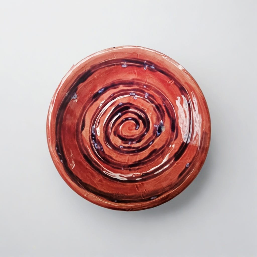 Pink Vortex Ceramic Dinner Plate – Gentle Motion On The Table, Ø19.5×3 cm by Red Raven Pottery