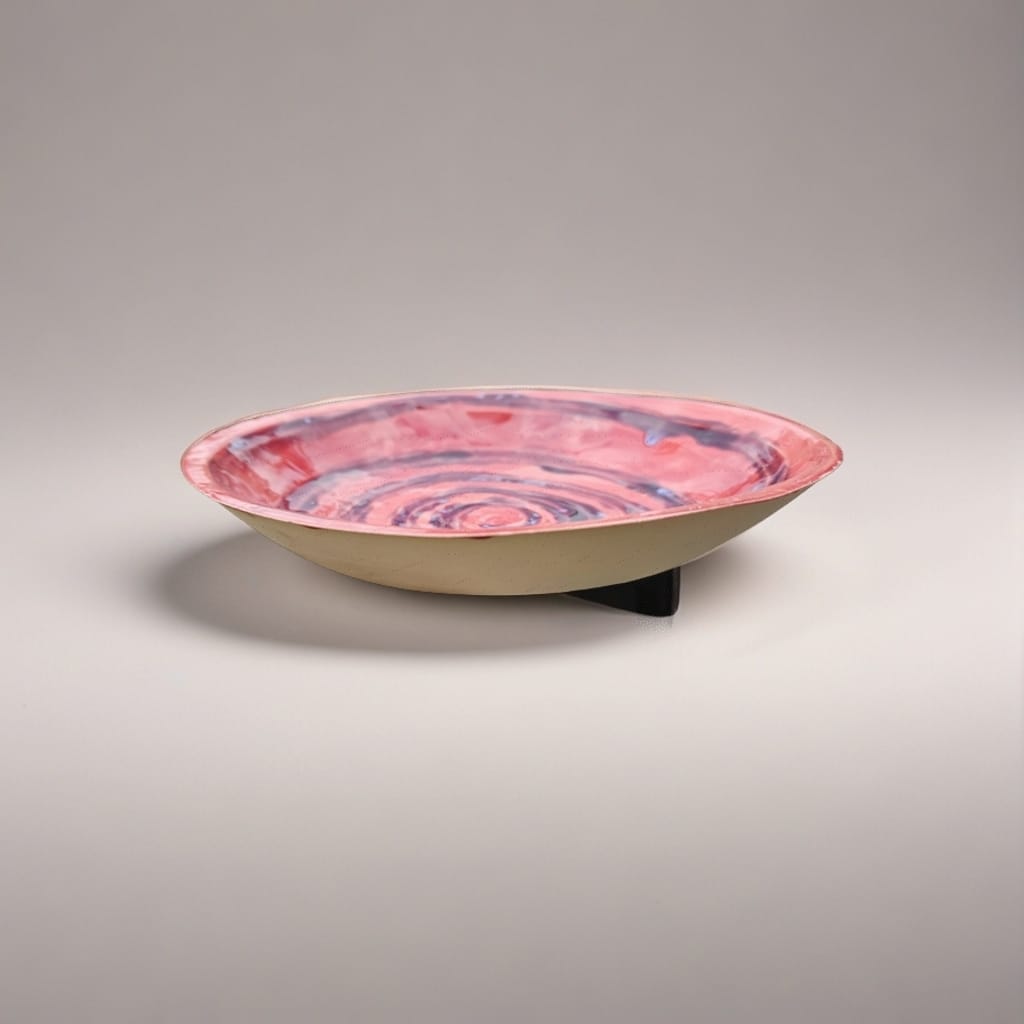 Pink Vortex Ceramic Dinner Plate – Gentle Motion On The Table, Ø19.5×3 cm by Red Raven Pottery