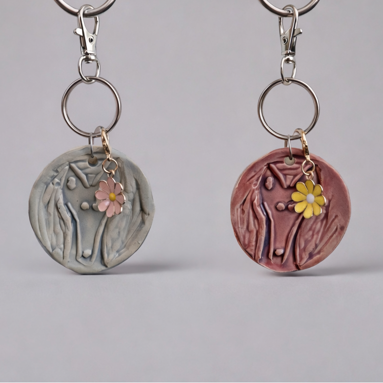 Podenco Power Keychain – Foster Parent Ceramic Charm, 4×3 cm, in 2 colors by Red Raven Pottery