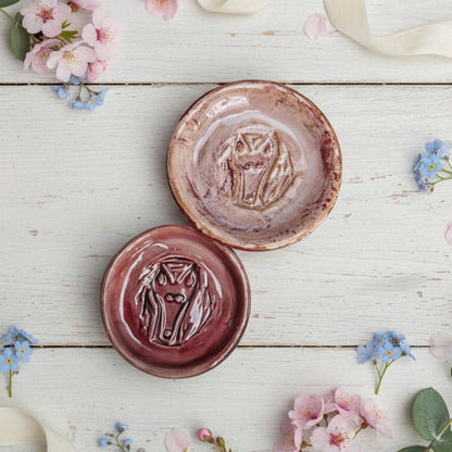 Podenco Pride Ceramic Trinket Dishes – Set of 2 Devotional Trays, Ø9 & Ø7 cm by Red Raven Pottery