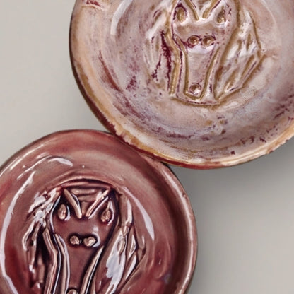 Podenco Pride Ceramic Trinket Dishes – Set of 2 Devotional Trays, Ø9 & Ø7 cm by Red Raven Pottery