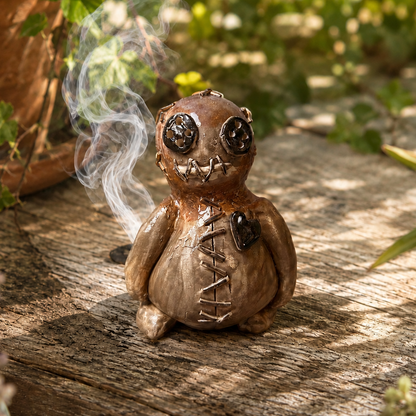 Poppet Ceramic Incense Burner – Guardian of Sacred Smoke, 11 × 8 × 7 cm by Red Raven Pottery