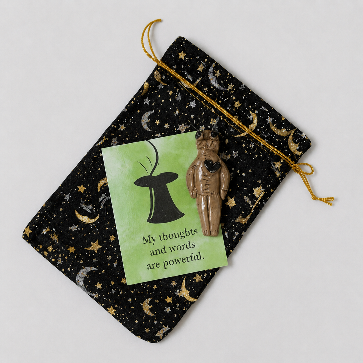 Poppet Ceramic Talisman – Affirmation Card Gift Set by Red Raven Pottery