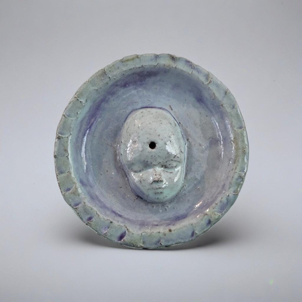 Porcelain Whisper Spirit Ceramic Incense Dish – Uncanny Quiet Offering, Ø8 cm by Red Raven Pottery