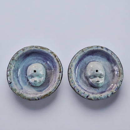 Porcelain Whisper Spirit Ceramic Incense Dish – Uncanny Quiet Offering, Ø8 cm by Red Raven Pottery