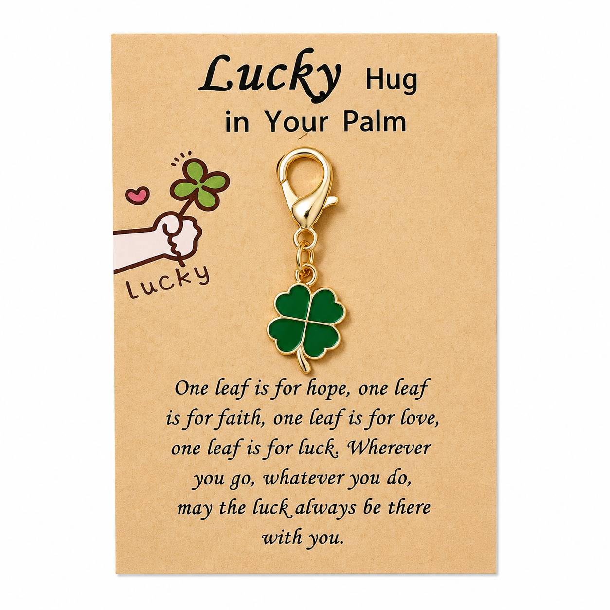 Positive Pocket Charm Keyring – Tiny Token of Encouragement, ~8 × 5.5 cm