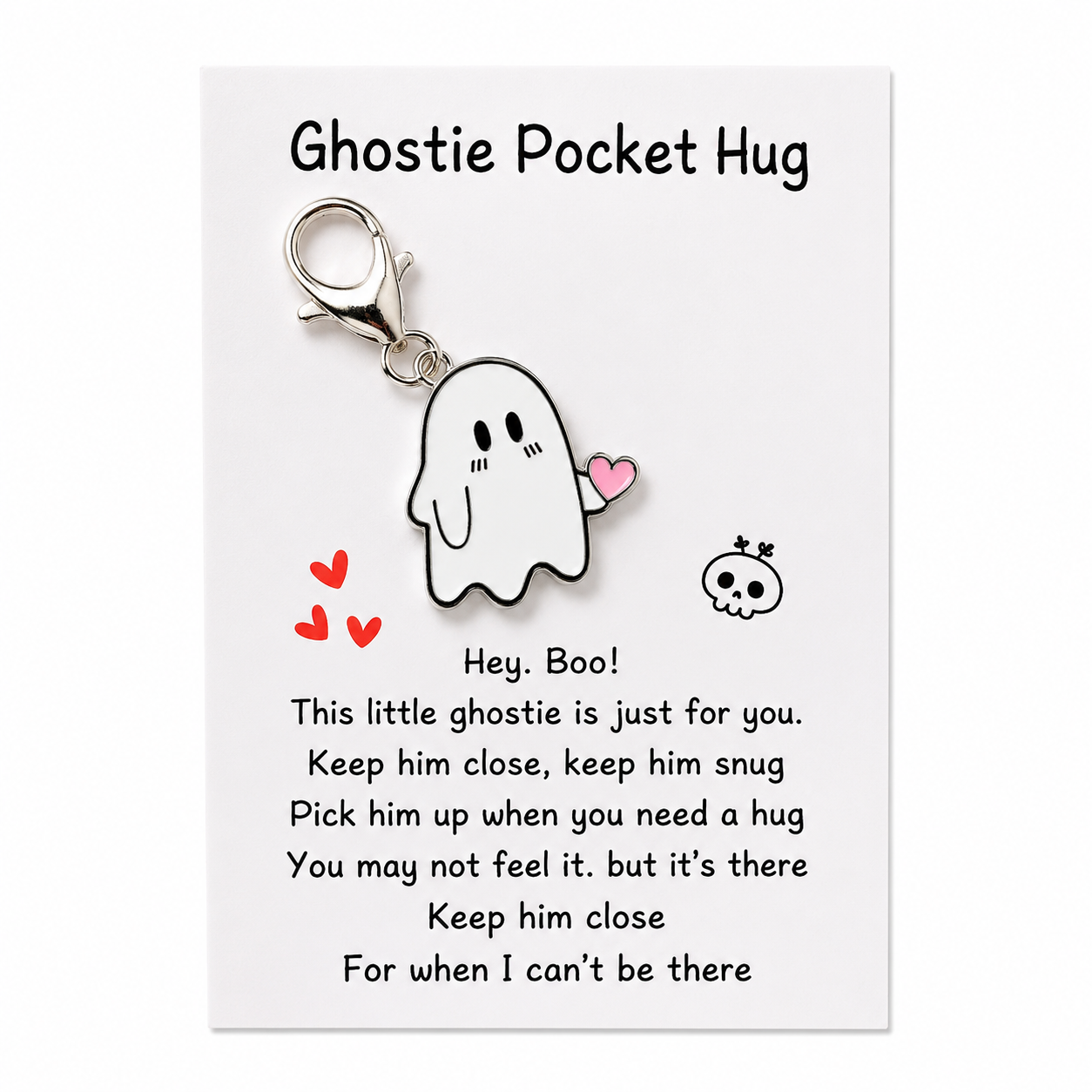 Positive Pocket Charm Keyring – Tiny Token of Encouragement, ~8 × 5.5 cm