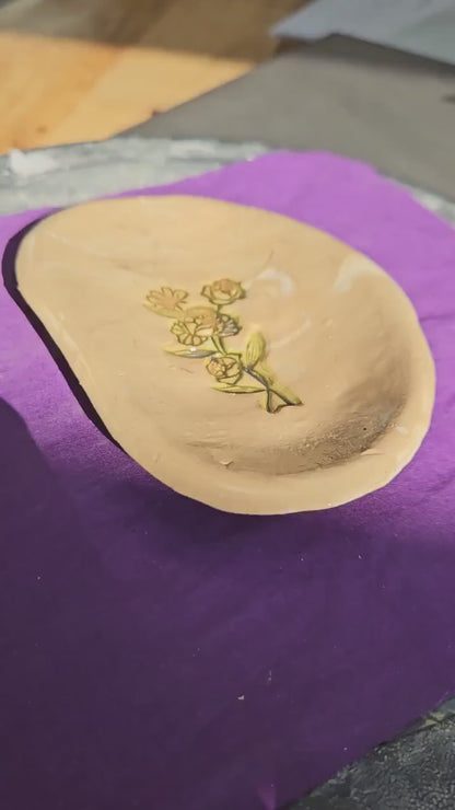 Handmade Green flower jewelry dish
