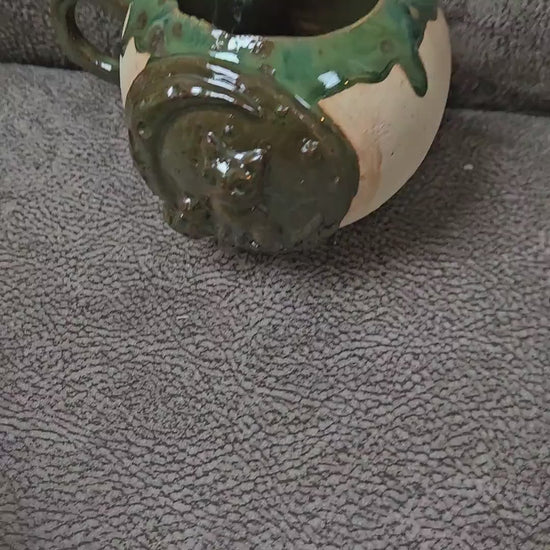 Crescent Familiar Ceramic Tea Mug – Guardian Of Moonlit Brews, Ø11×10.5 cm by Red Raven Pottery