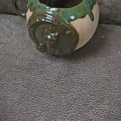 Crescent Familiar Ceramic Tea Mug – Guardian Of Moonlit Brews, Ø11×10.5 cm by Red Raven Pottery