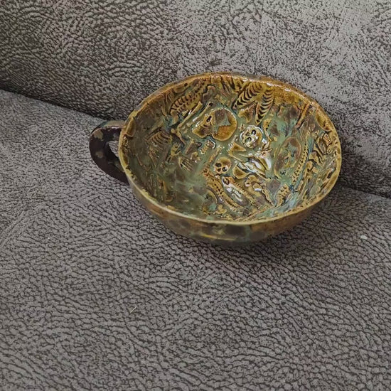 Memento Mori Ceramic Teacup – Requiem for Stillness, Ø11.5×6 cm by Red Raven Pottery
