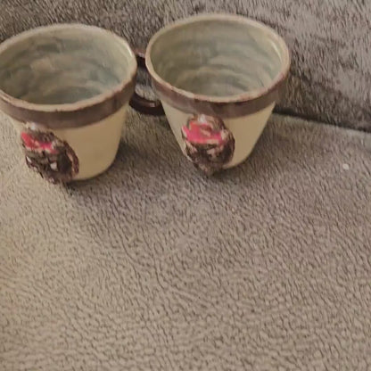 Krampus Vigil Ceramic Coffee Cups – Set of 2 Alpengeist Vessels, Ø7.5×6.5 cm by Red Raven Pottery