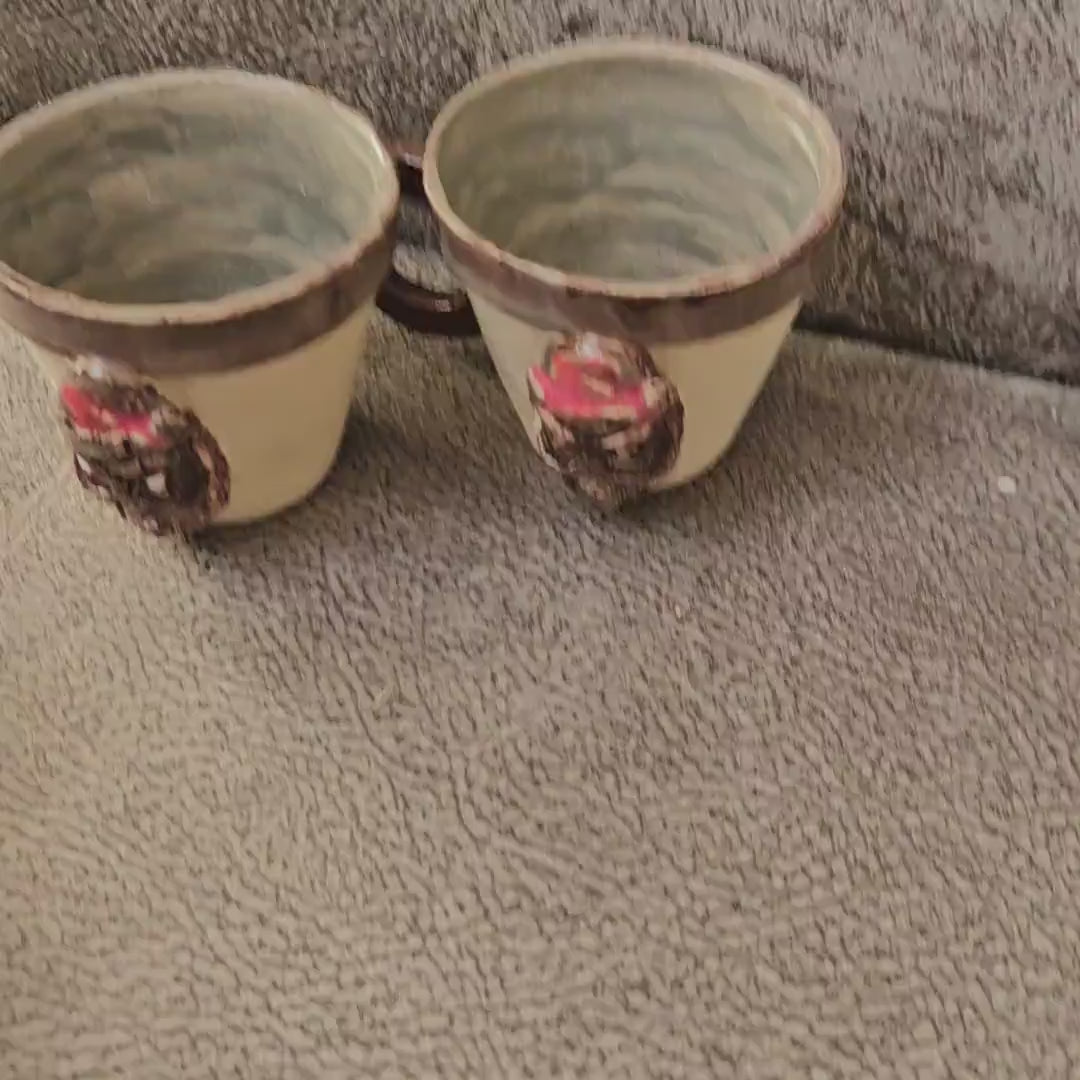 Krampus Vigil Ceramic Coffee Cups – Set of 2 Alpengeist Vessels, Ø7.5×6.5 cm by Red Raven Pottery
