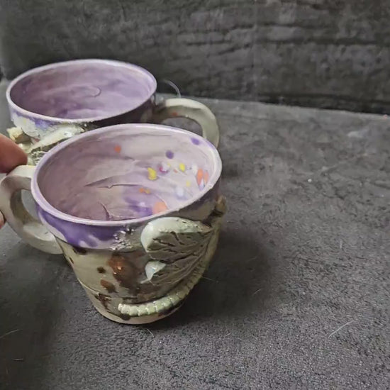 Dragonfly Dawn Ceramic Coffee Cups – Set of 2 Morning Ritual Vessels, Ø7.5×6.5 cm by Red Raven Pottery