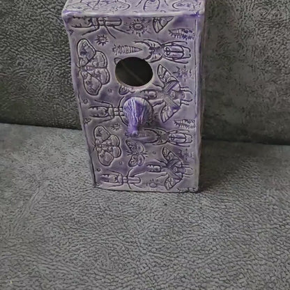 Insect Chorus Ceramic Birdhouse – Small Lives' Retreat, 10×8×17.5 cm by Red Raven Pottery