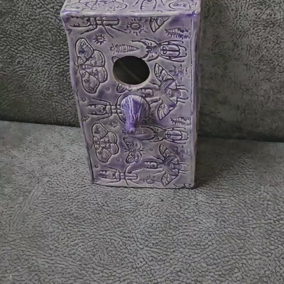 Insect Chorus Ceramic Birdhouse – Small Lives' Retreat, 10×8×17.5 cm by Red Raven Pottery