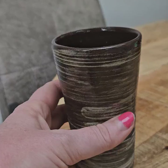 Earthen Flow Tumbler – Time Layered Ritual Vessel, Ø7×13.5 cm