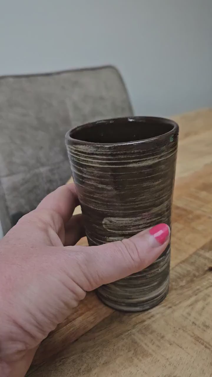 Earthen Flow Tumbler – Time Layered Ritual Vessel, Ø7×13.5 cm