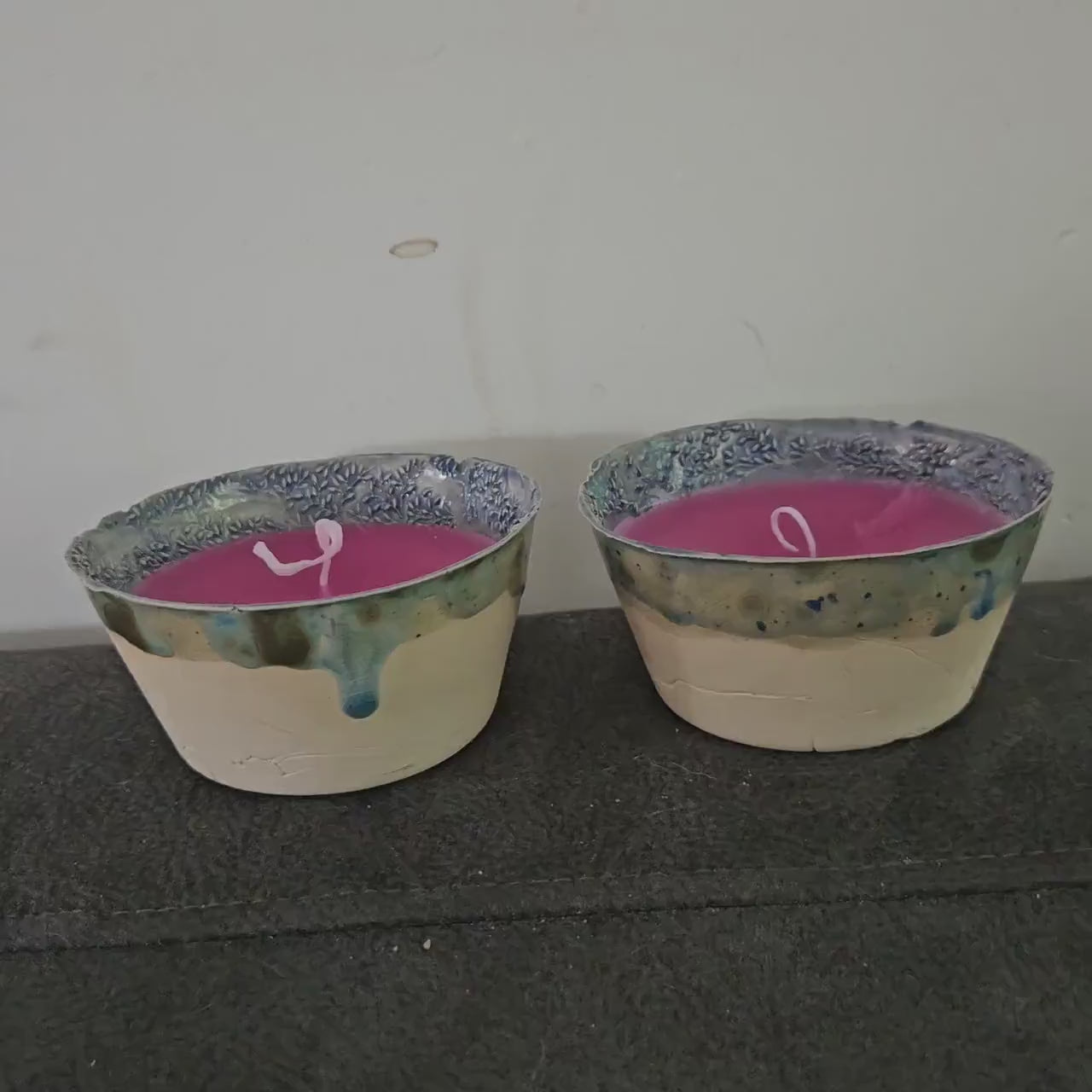 Magenta Ritual Candle in Glazed Ceramic Bowl – Earthy, Intentional & Reusable,