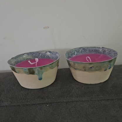 Magenta Ritual Candle in Glazed Ceramic Bowl – Earthy, Intentional & Reusable,