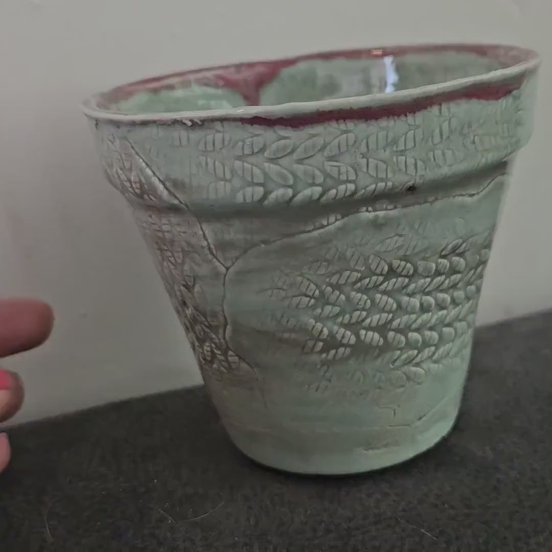Verdant Autumn Ceramic Planter – Harvest Offering Ceramic Pot, Ø10×10 cm
