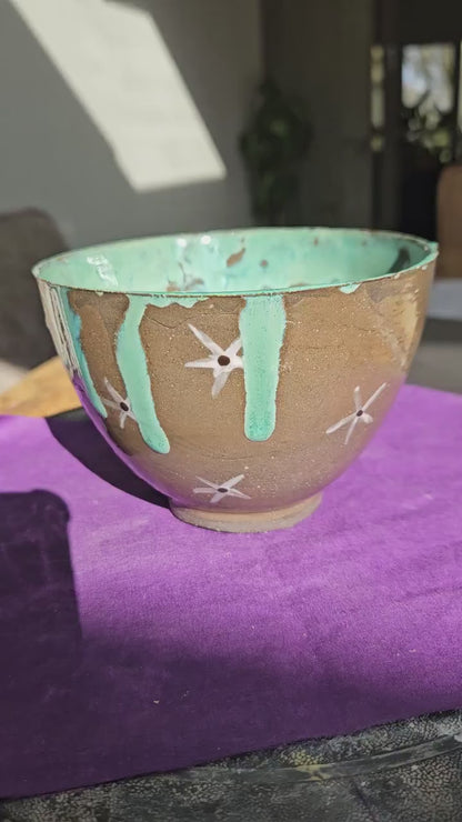 Handmade jade green bowl with stars