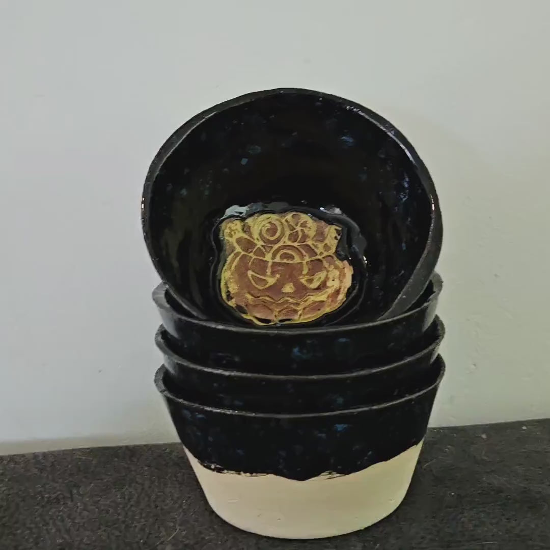 Pumpkin & Spider Snack Bowls – Ceramic Halloween Treat Set, Ø9×4 cm